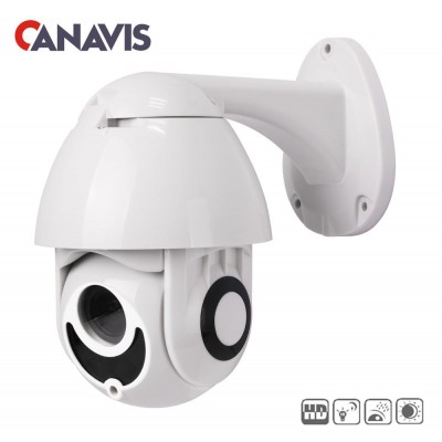 CANAVIS 2.5'' Network HD IR Mini PTZ Dome Camera, 2.0MP 1/2.9'' Low illumination CMOS Surveillance System