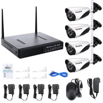 4ch wireless nvr kit 1080P  FHD 2.0MP Indoor Outdoor Weatherproof Night Vision Wireless Surveillance camera no HDD