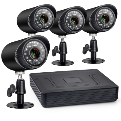 4ch security camera system h264 DVR kit with 720P surveillance camera indoor outdoor and 1080P DVR no hard drive